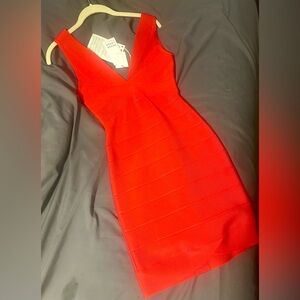 Herve Leger Paris deep V bandage dress. Color Siren. Brand new with tags size S